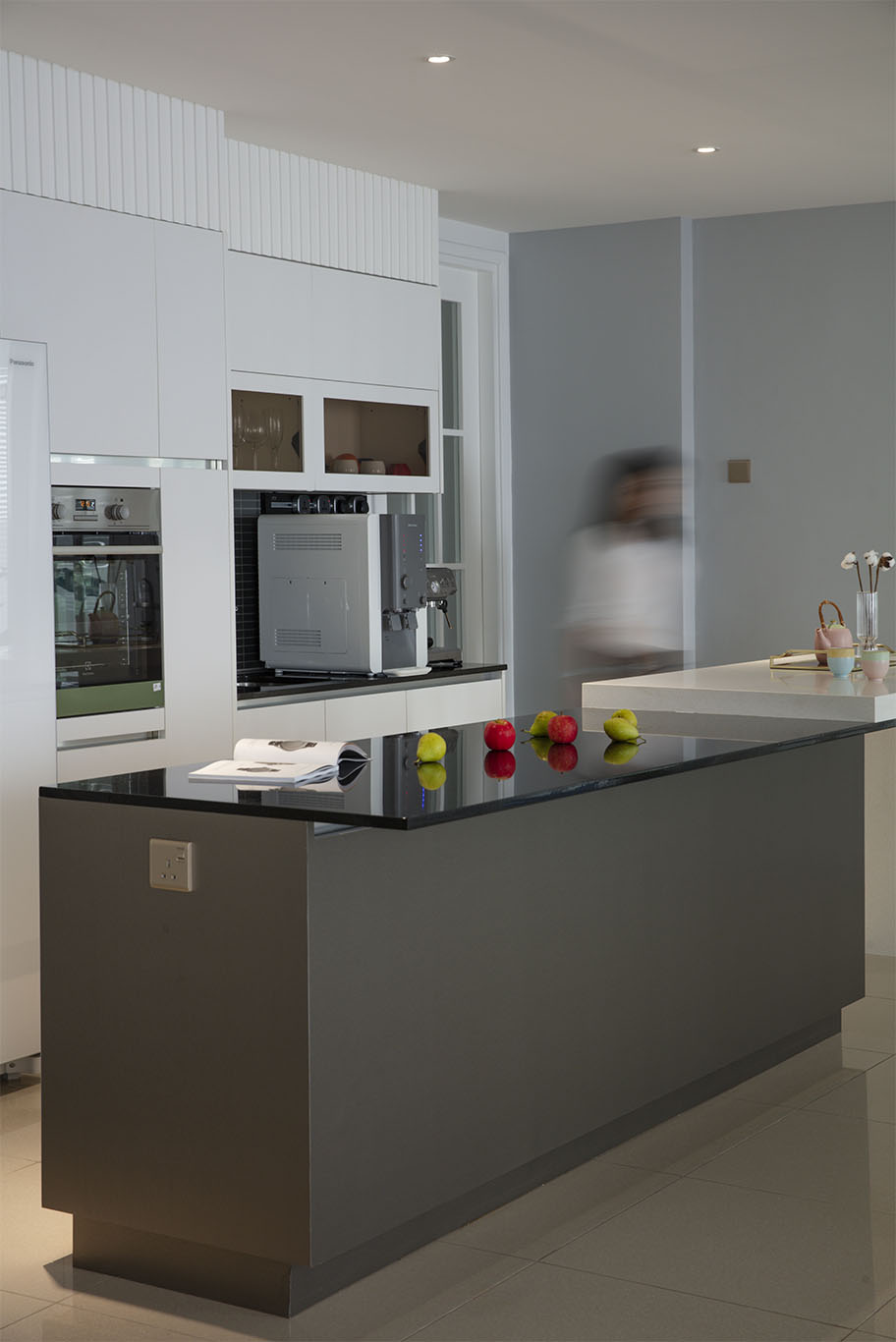 Modern minimalist kitchen countertop with built in socket
