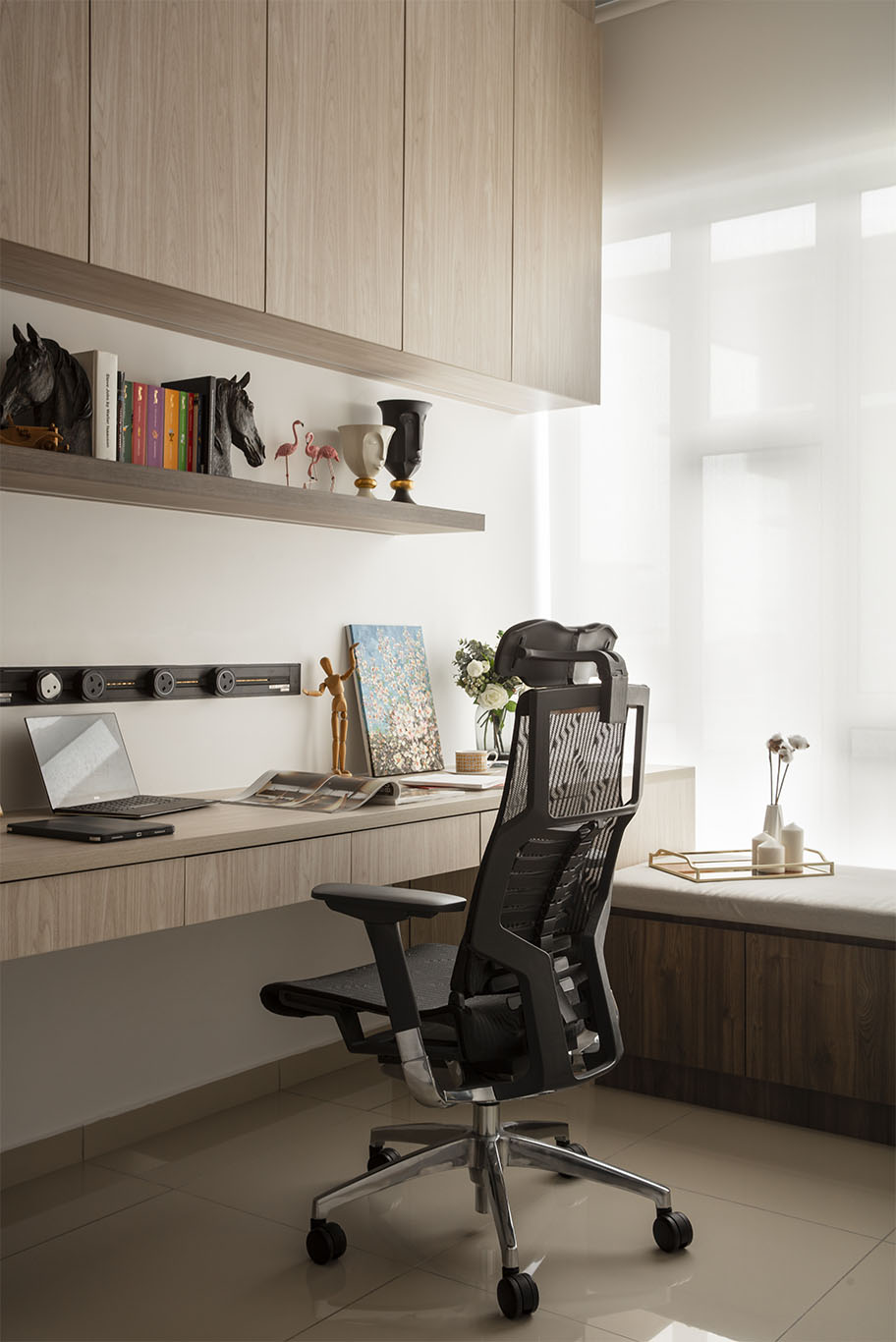 workstation in home office with chair