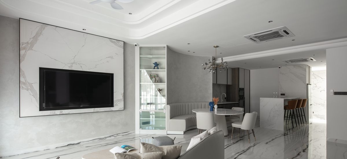 Le Maison White Luxurious White Living Room Theme With White Marble Mieux Interior Design