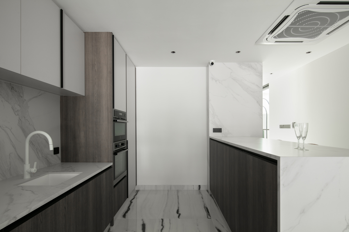le maison white luxurious white theme kitchen with white marble mieux interior design
