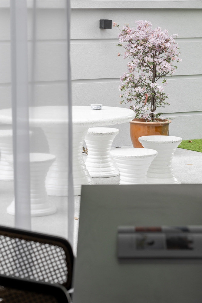 the eastern oriental outdoor table and chair with white color mieux interior design