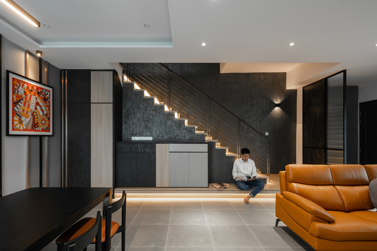 la nouvelle maison noire modern grey color staircase with gold lighting mieux interior design