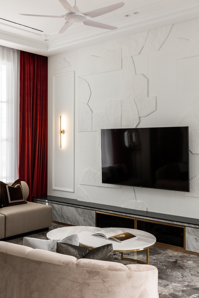 avant garde royale modern luxury living room design with velvet sofa and marble tv cabinet mieux interior deisgn