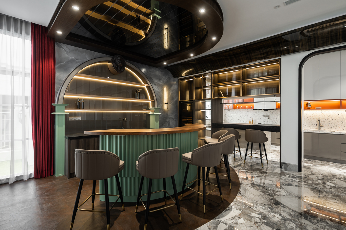 avant garde royale modern luxury indoor mini bar with gold lighting 2 mieux interior design
