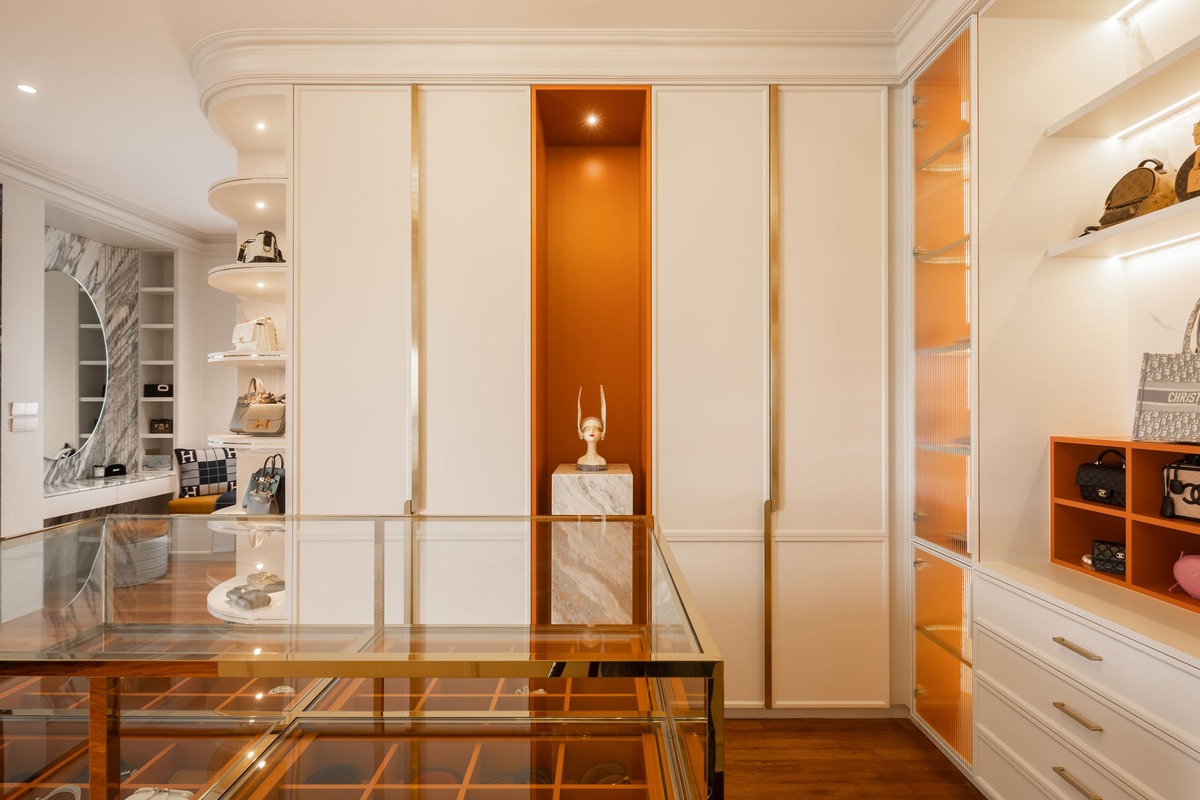 Milady Fantasy modern luxury walk in closet with wooden floor and white furniture 12 mieux interior design