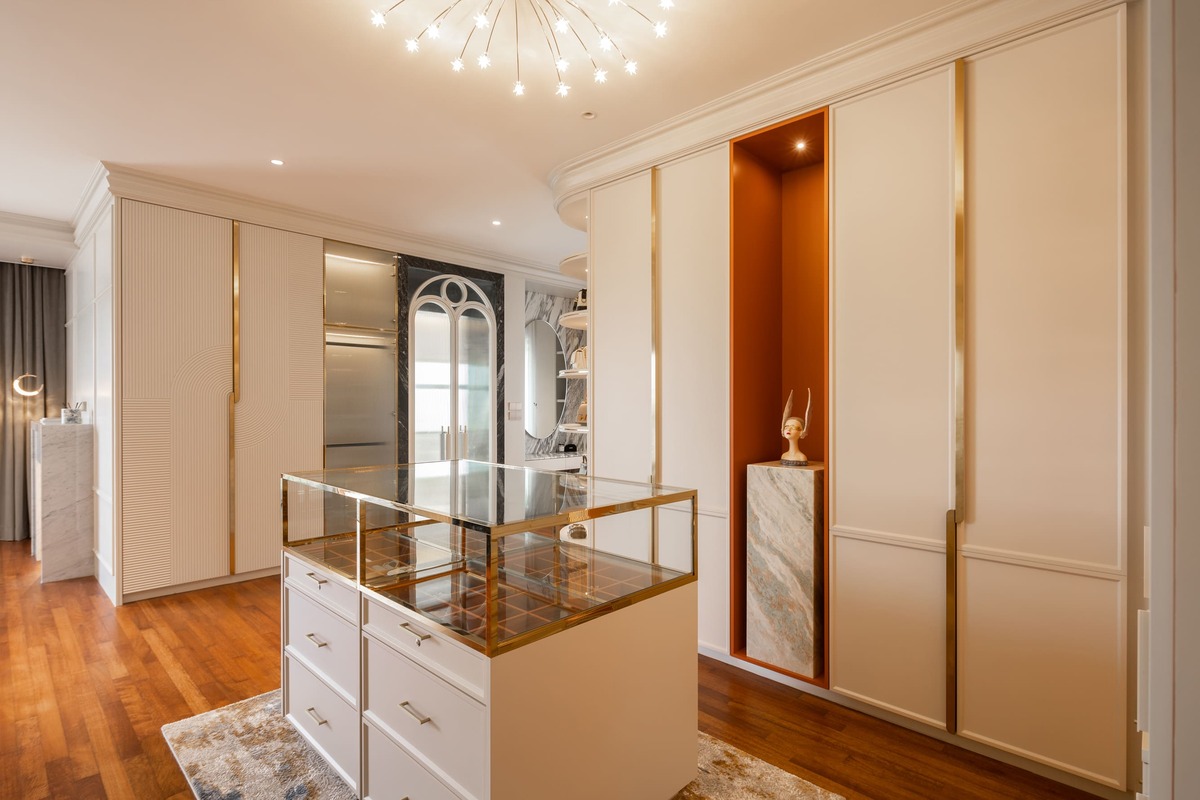 Milady Fantasy modern luxury walk in closet with wooden floor and white furniture 13 mieux interior design
