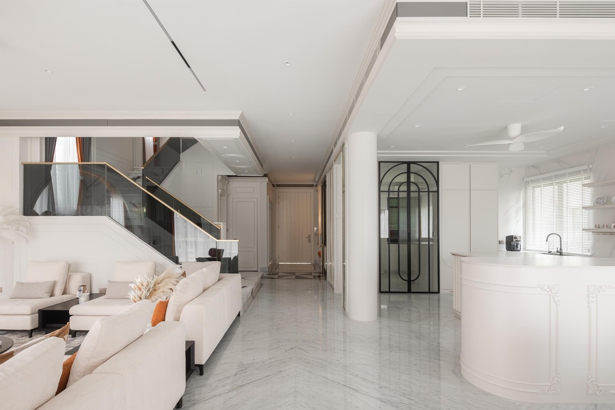 Milady Fantasy luxurious white theme interior with marble floor mieux interior design