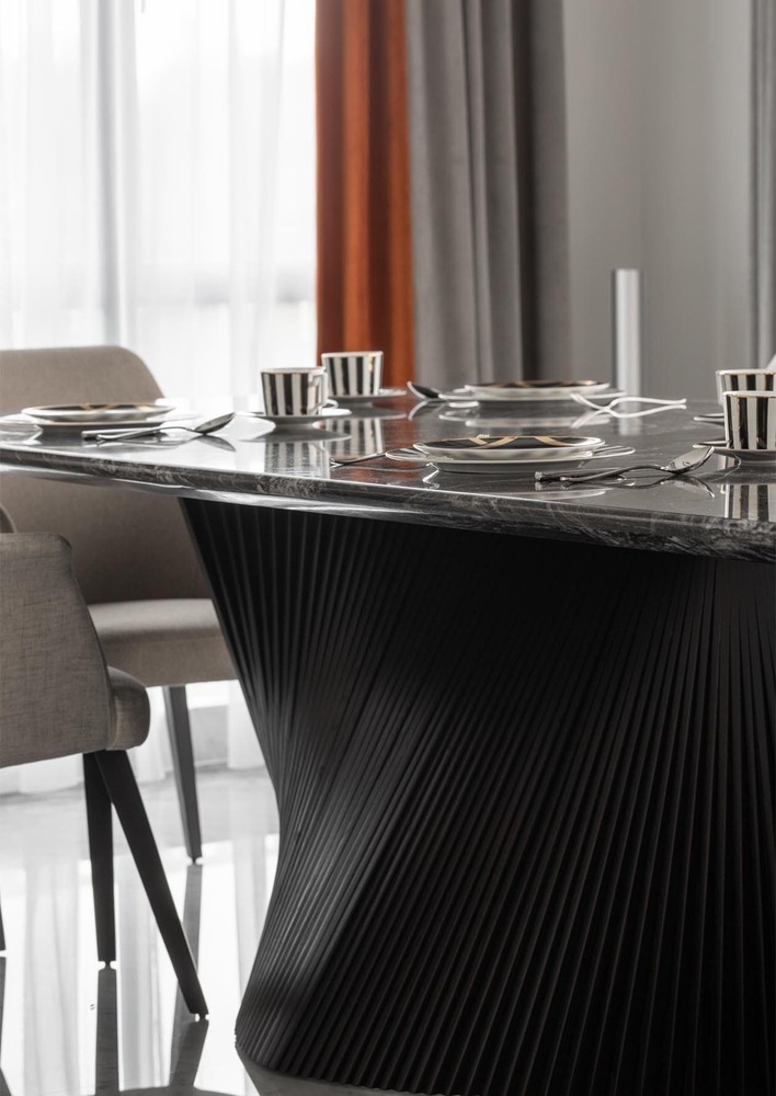 Milady Fantasy black marble dining table with unique stand mieux interior design