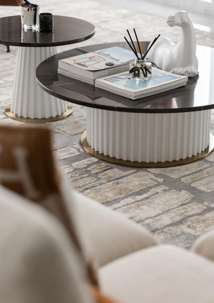 Milady Fantasy black marble coffee table with unique stand mieux interior design