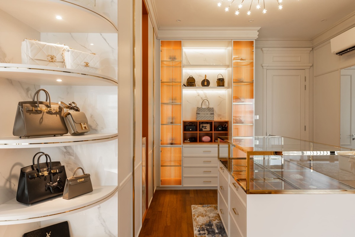 Milady Fantasy modern luxury walk in closet with wooden floor and white furniture 6 mieux interior design