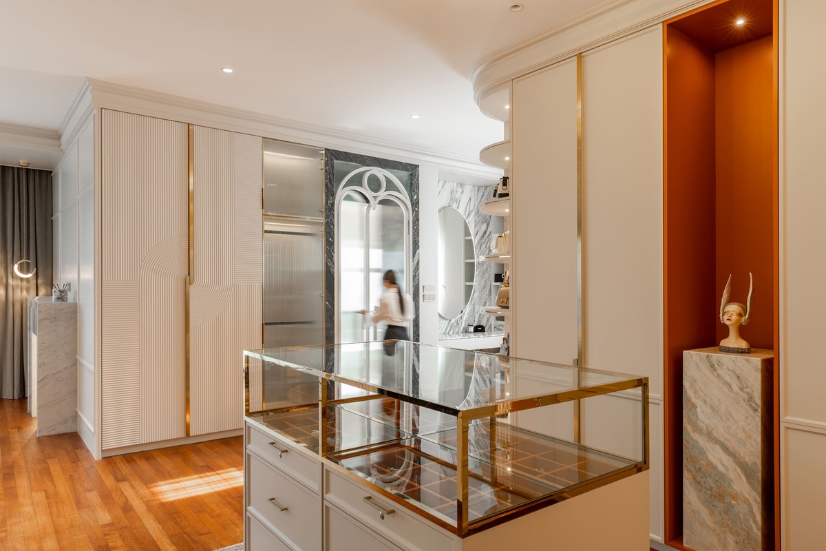 Milady Fantasy modern luxury walk in closet with wooden floor and white furniture 8 mieux interior design