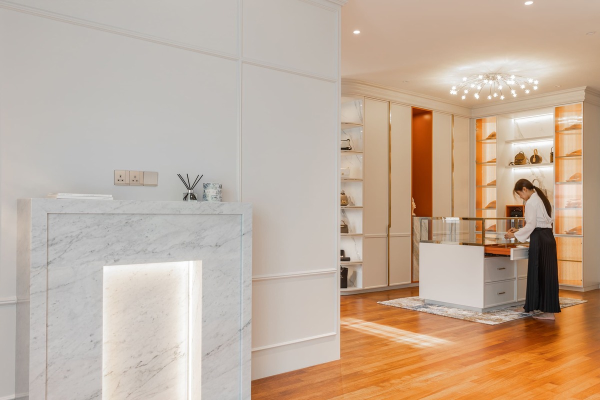 Milady Fantasy modern luxury walk in closet with wooden floor and white furniture 9 mieux interior design