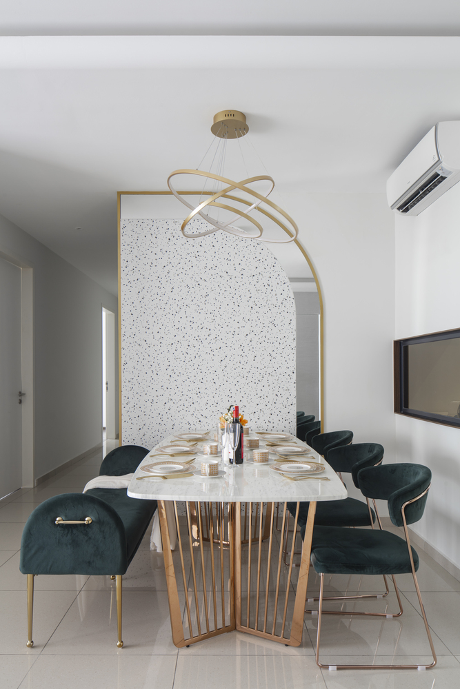 Modern dining area interior design with modern hanging light